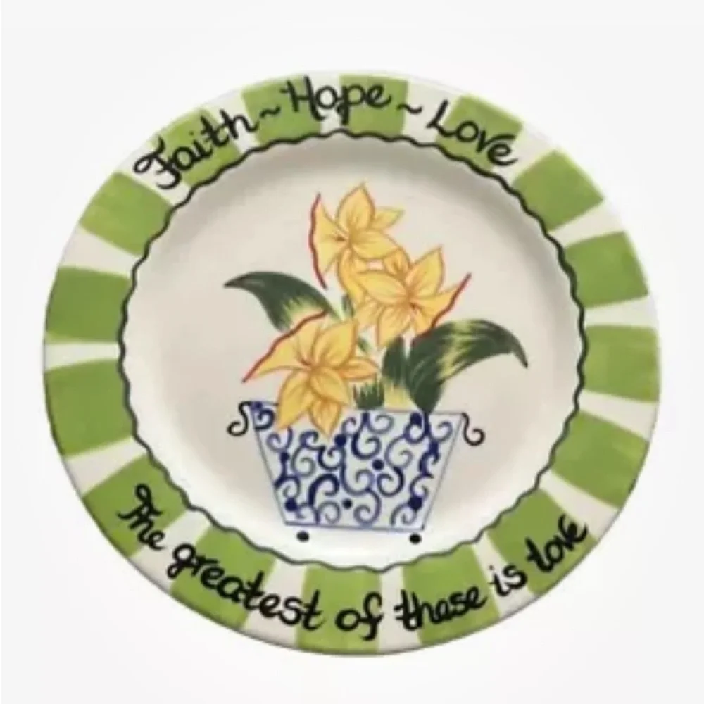 New Handpainted Pineapple Friendship Plate Clara Mill Designs 10 1/2”